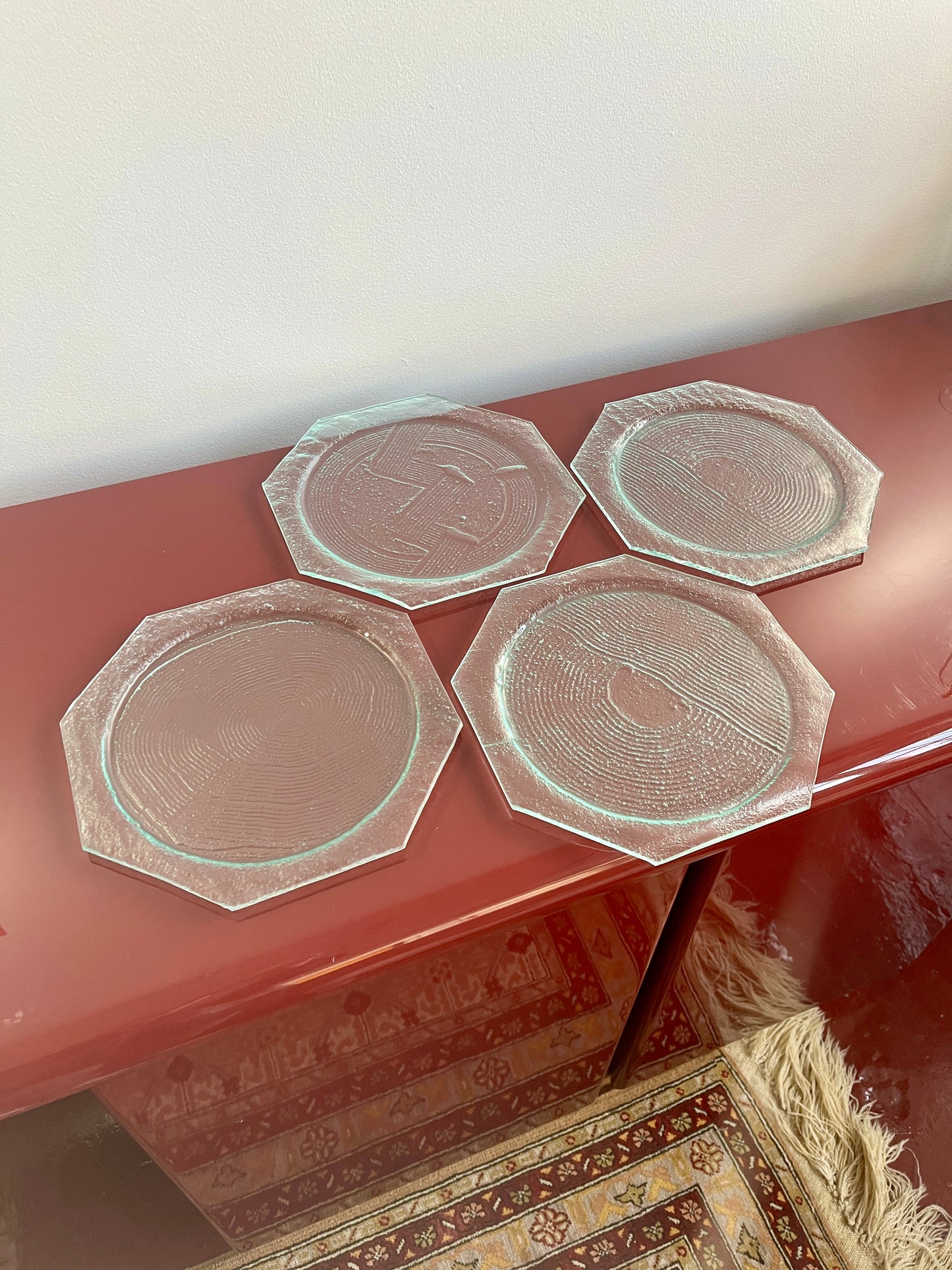 Vintage 1978 Art Glass Octagon Dinnerware Set