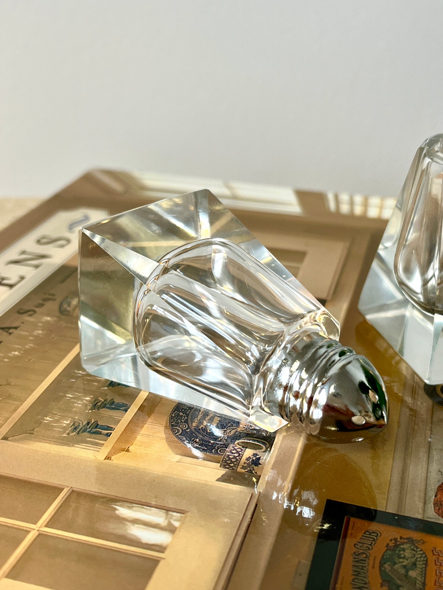 Vintage Faceted Crystal Salt & Pepper Shakers