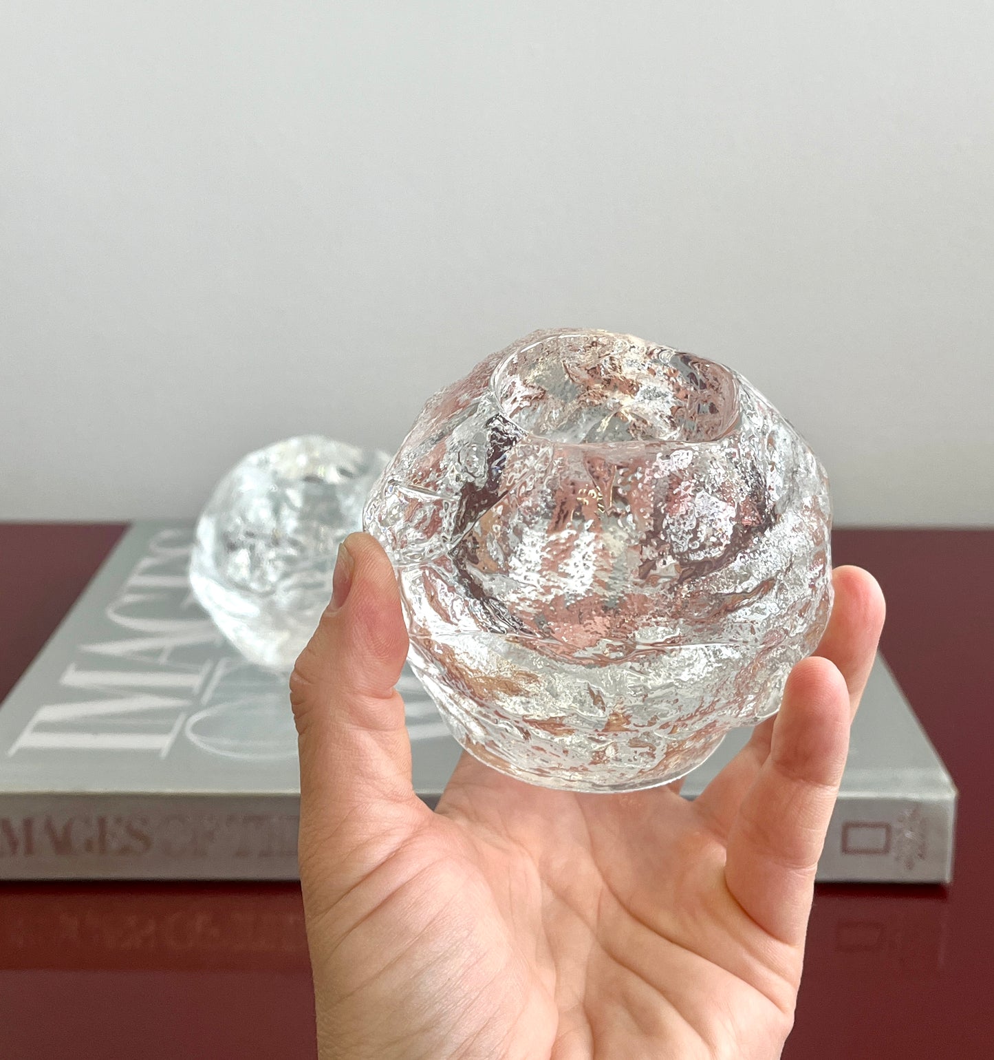 Kosta Boda Crystal “Snowball” Candle Holders