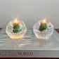 Kosta Boda Crystal “Snowball” Candle Holders
