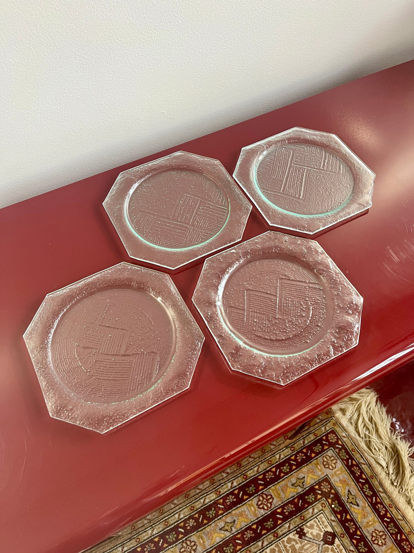 Vintage 1978 Art Glass Octagon Dinnerware Set