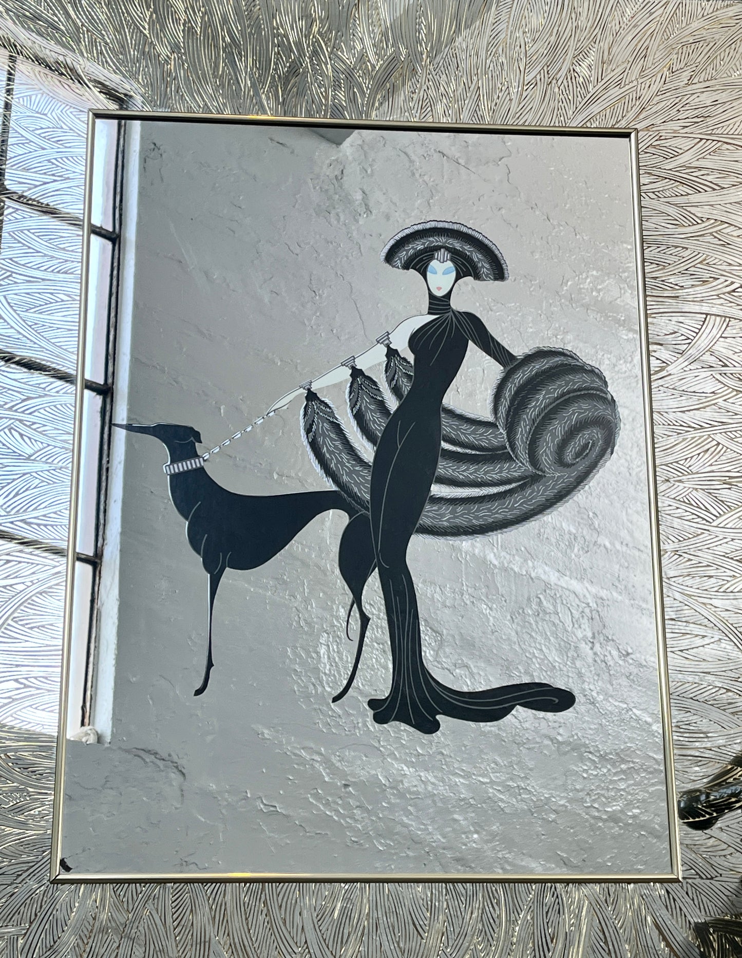 Vintage 1980s Erte “Symphony in Black” Mirror