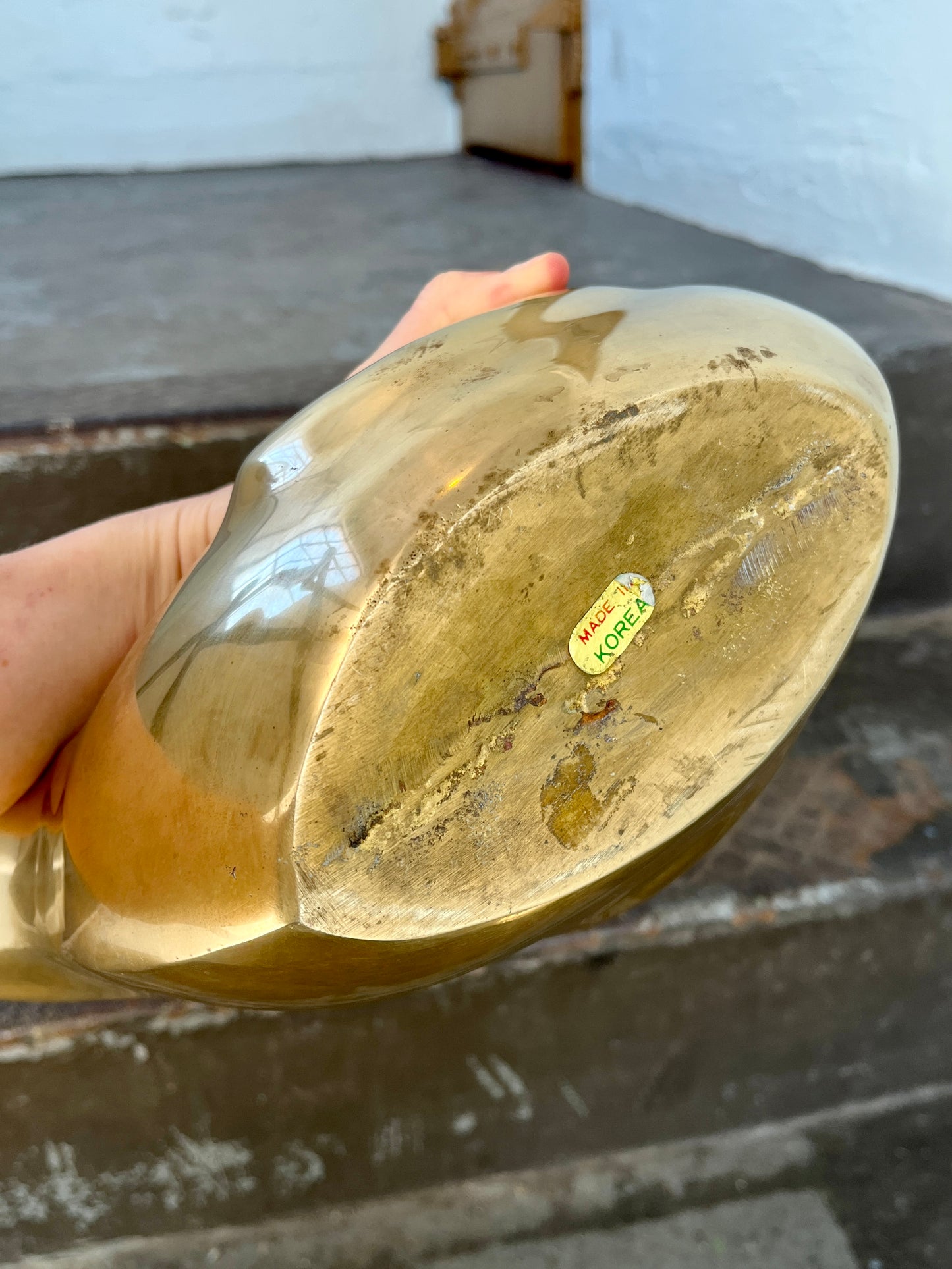 Pair Large Vintage Brass Swans