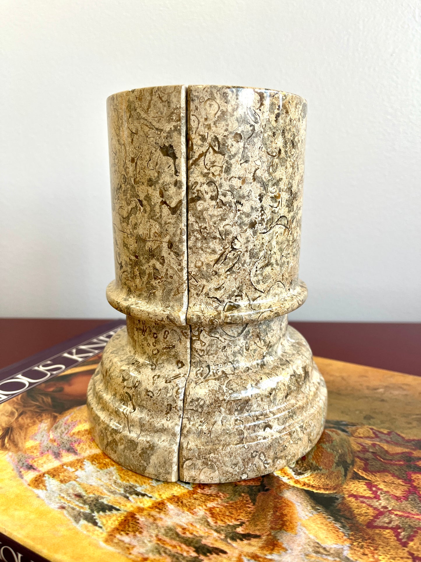 Vintage Fossil Stone Column Bookends