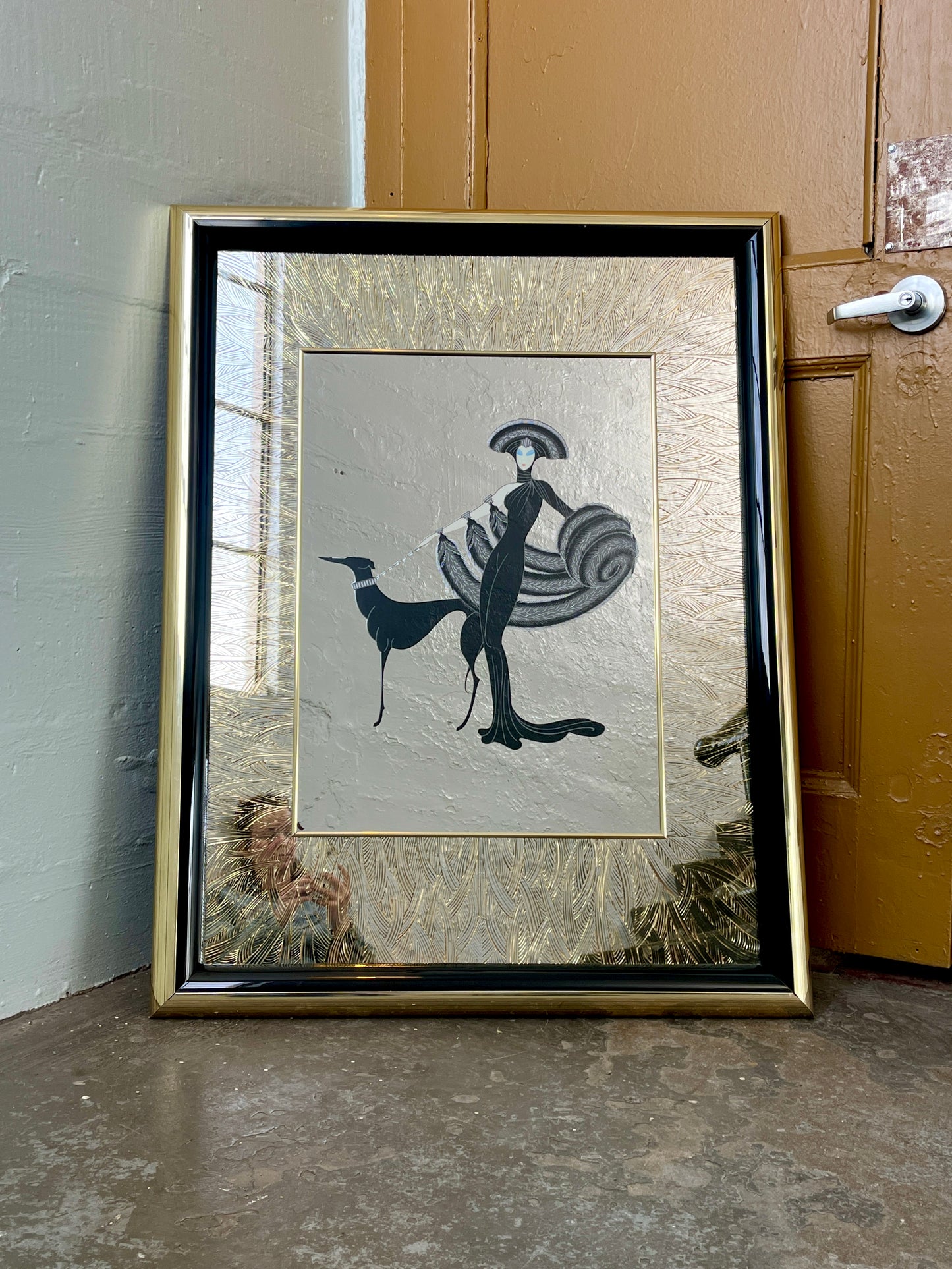 Vintage 1980s Erte “Symphony in Black” Mirror