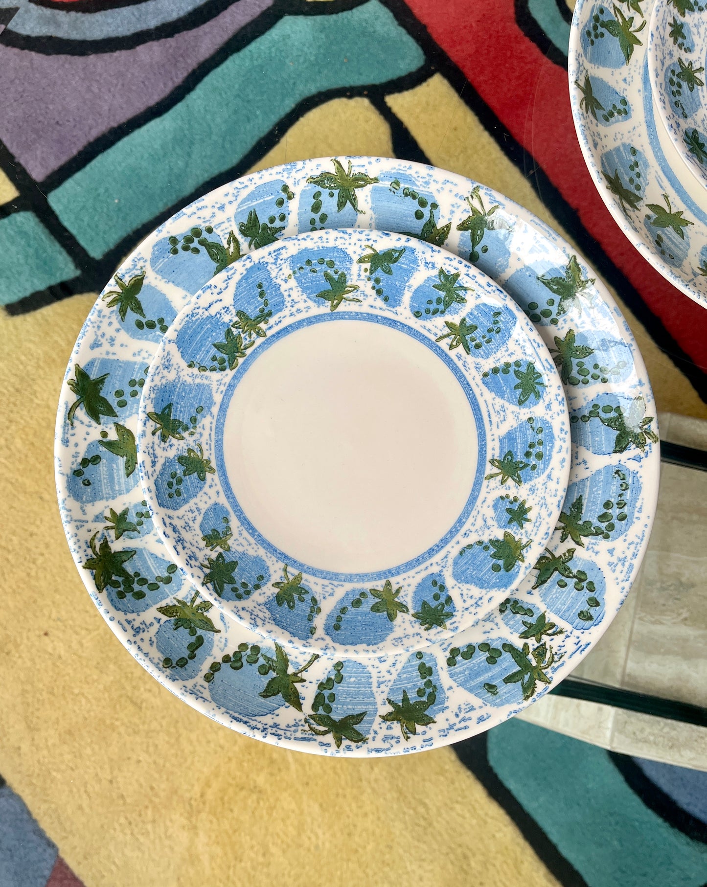 Vintage Blue Strawberry Royal Ironstone Dinnerware Set - 5 pc