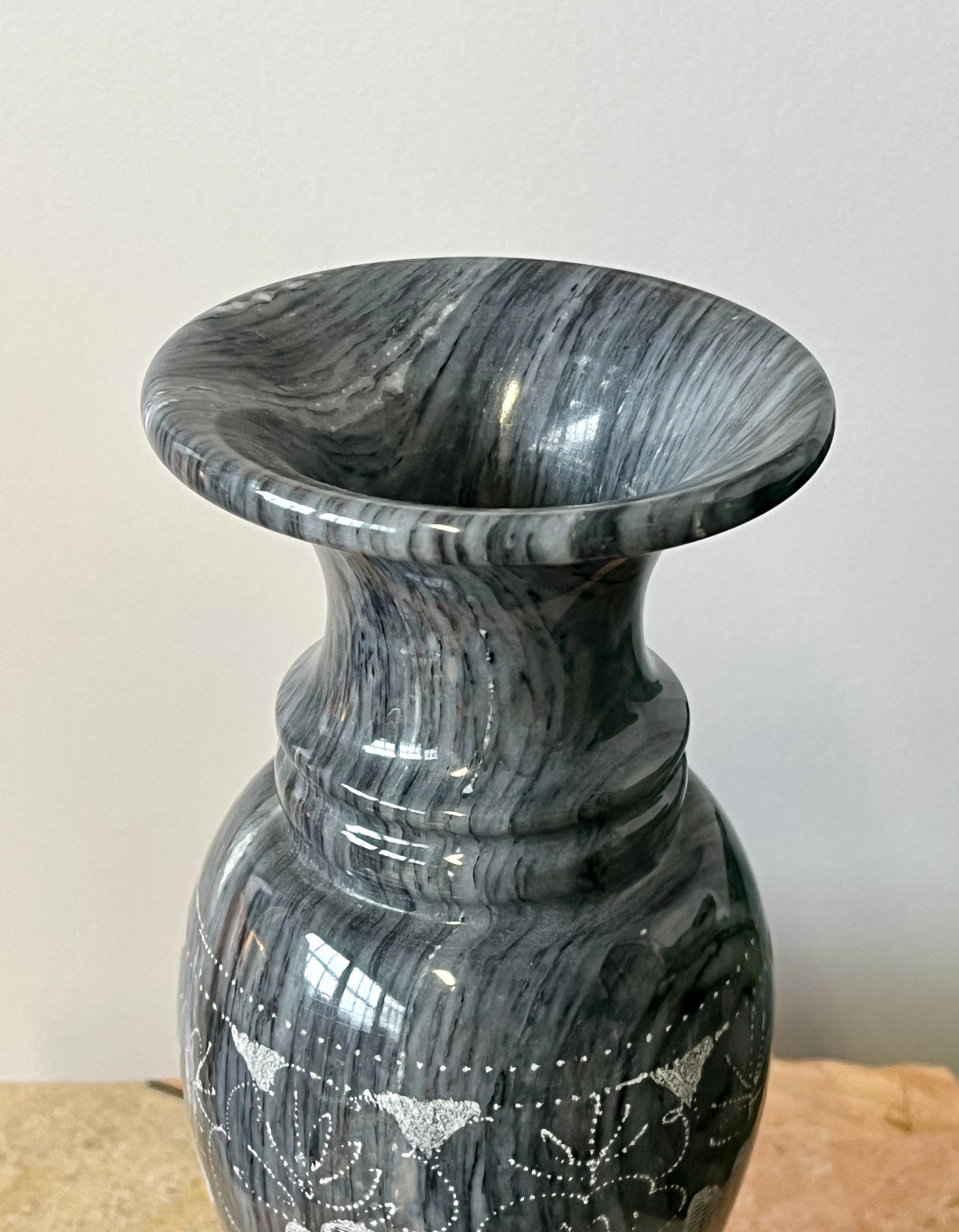 Vintage Etched Marble Urn Vase