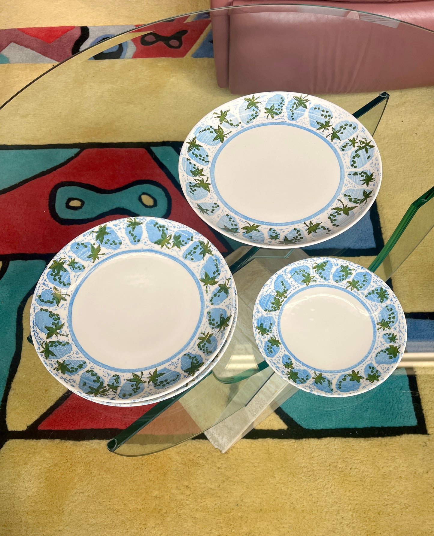 Vintage Blue Strawberry Royal Ironstone Dinnerware Set - 5 pc