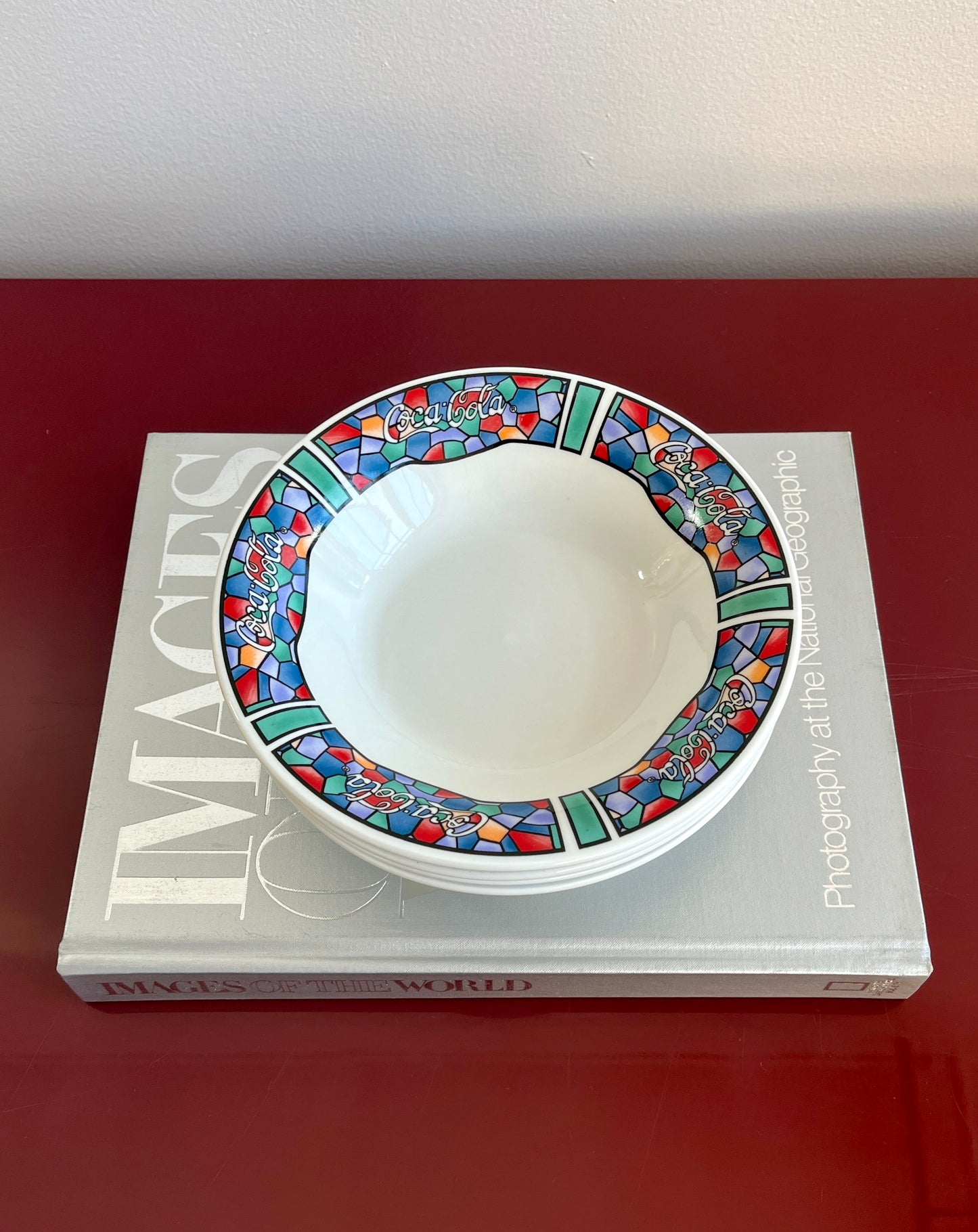 Vintage 1996 Coca-Cola Coca-Cola Stained Glass Cereal Bowls