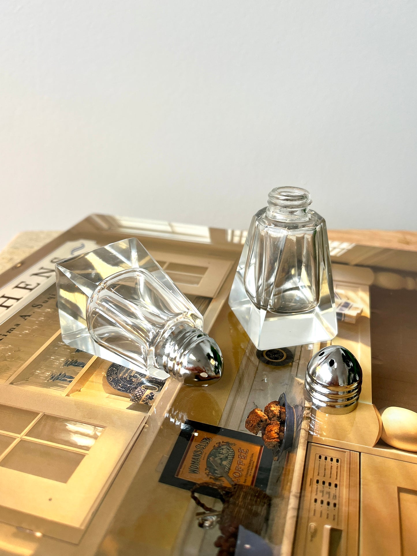 Vintage Faceted Crystal Salt & Pepper Shakers