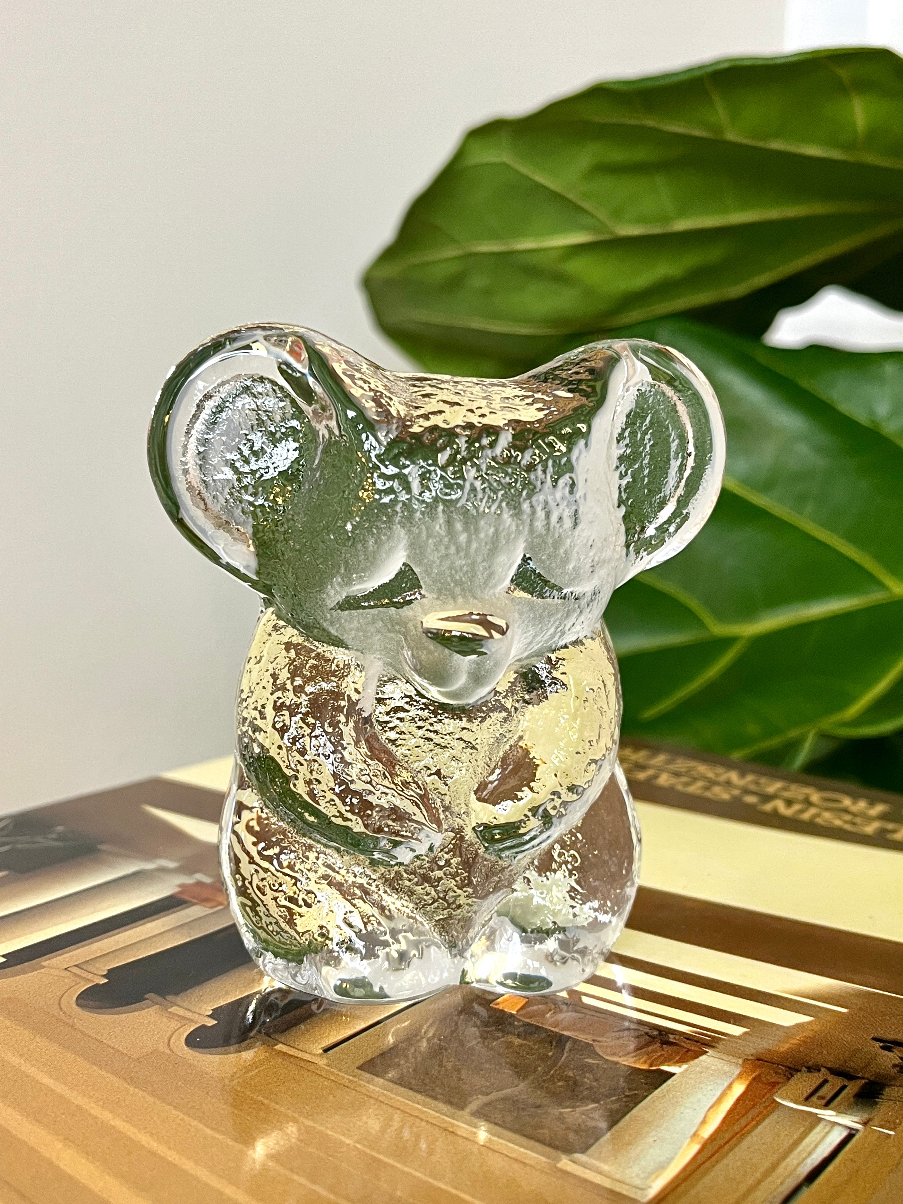 Swedish Lead Crystal Koala outlets Bear Sculpture Signed Moleras Fui