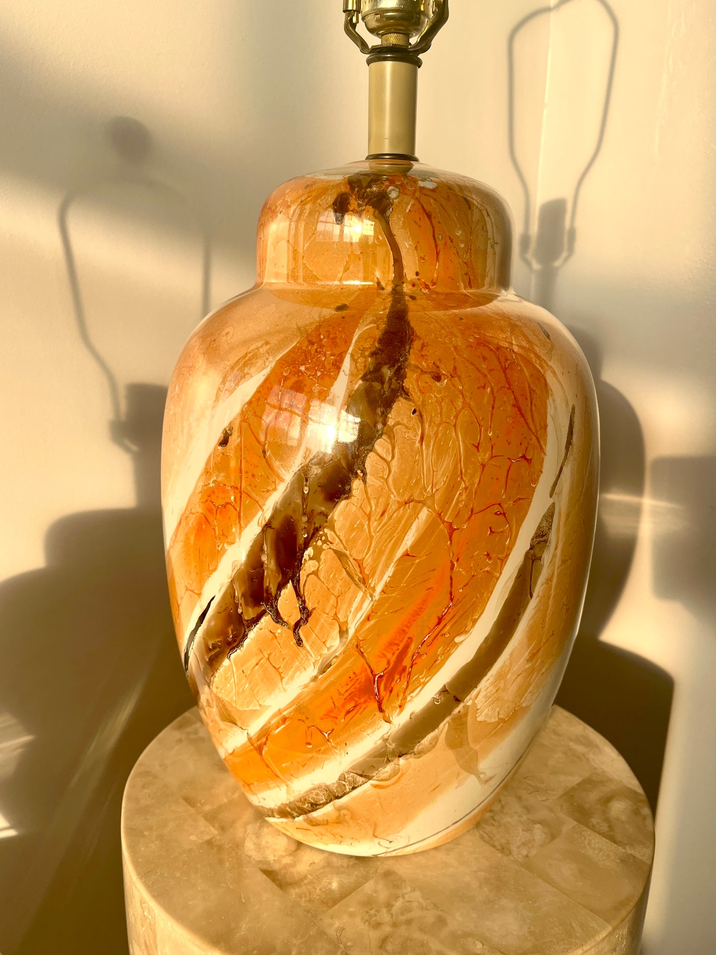 Mid-century Glazed Ginger Jar Table Lamps