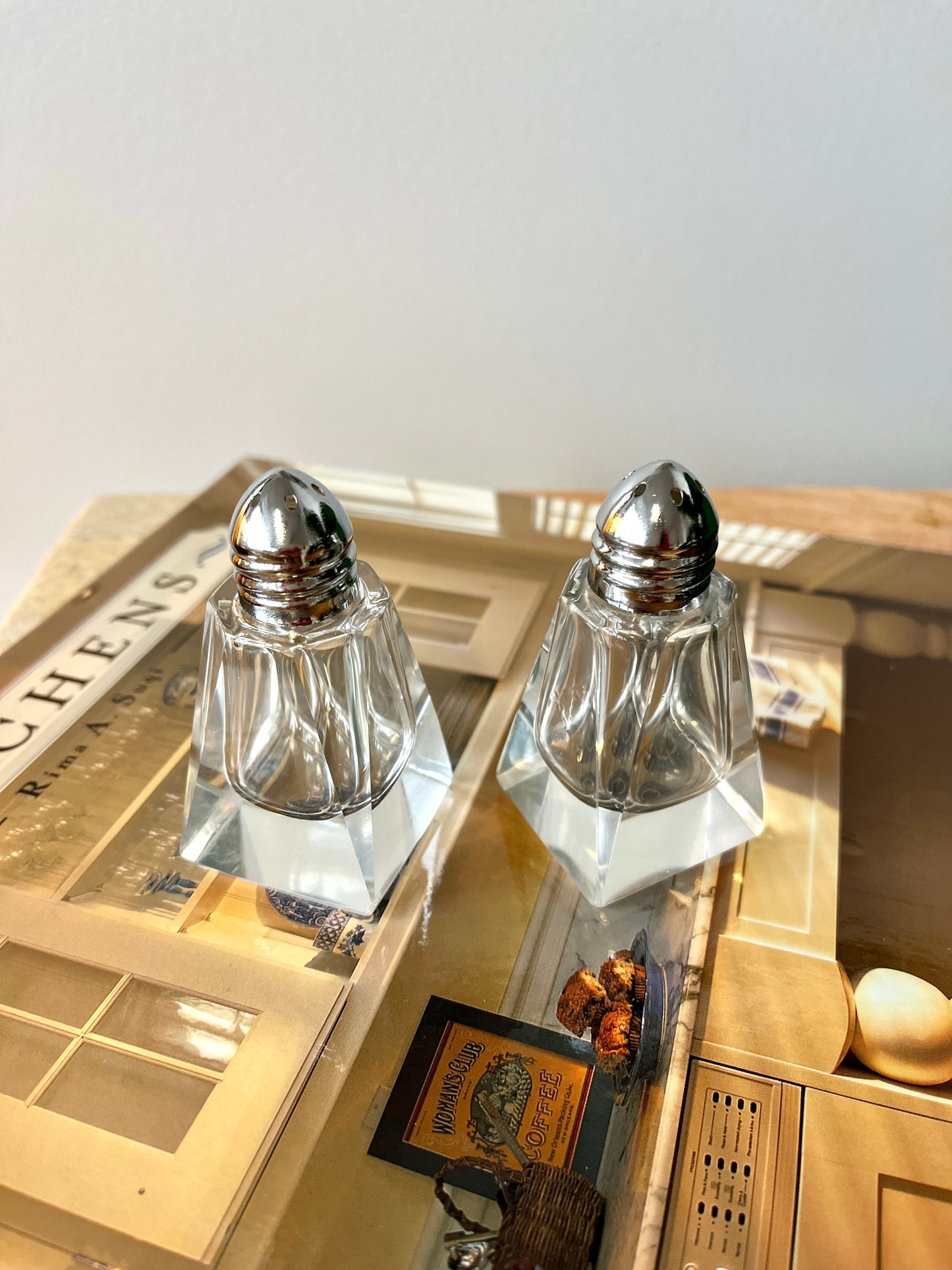 Vintage Faceted Crystal Salt & Pepper Shakers