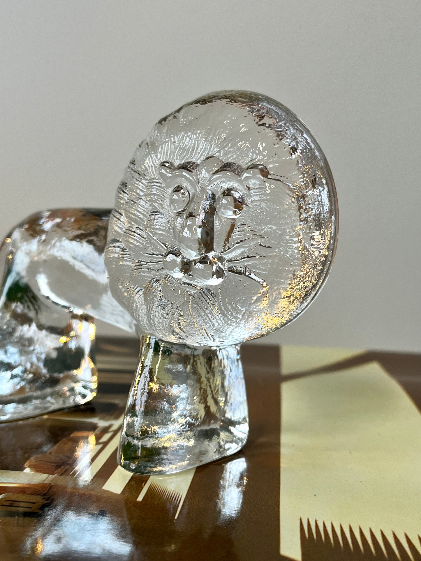 Vintage Kosta Boda Crystal Lion Figurine