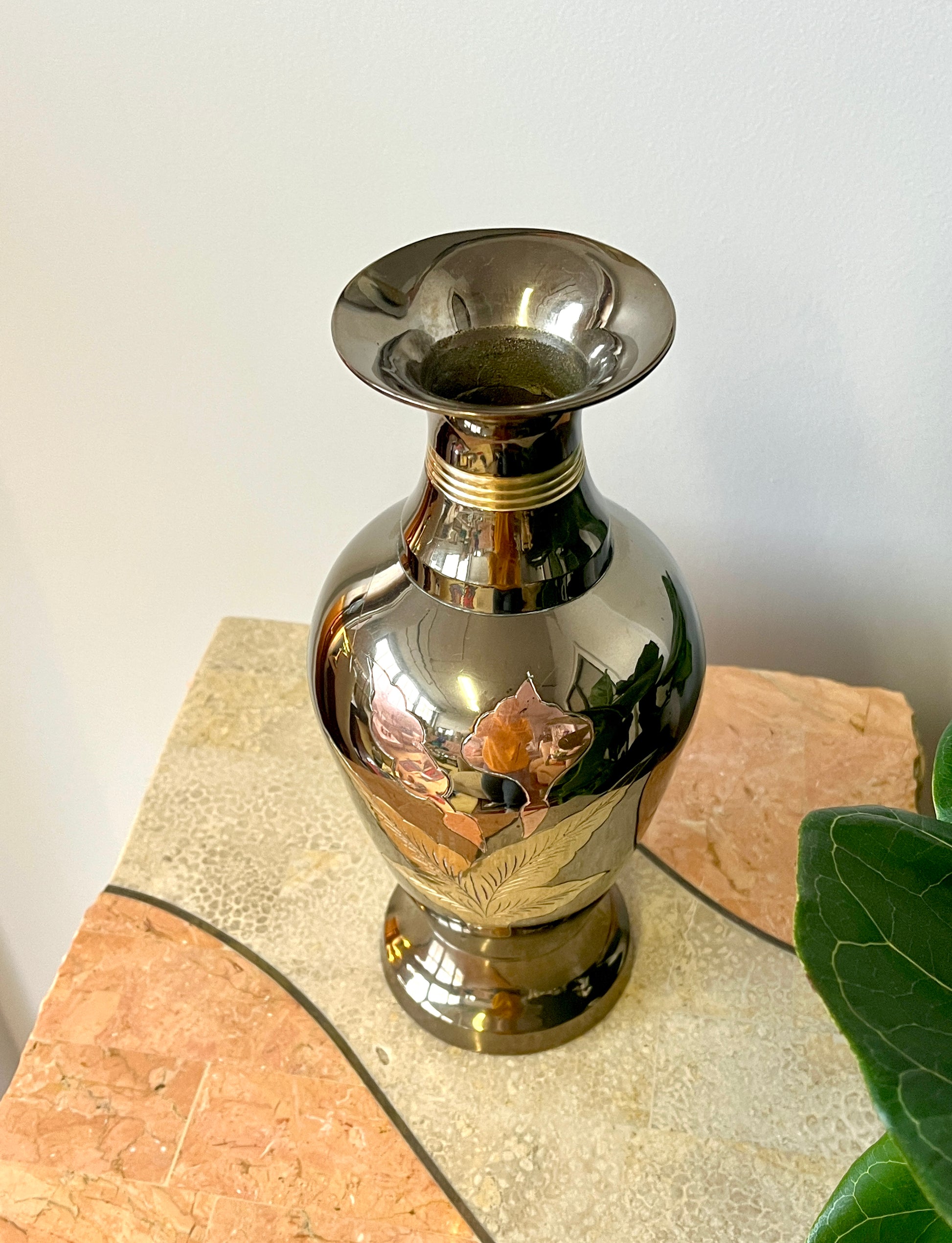 Vintage Mixed Metal Etched Vase – House of Gaud