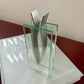 Vintage 90s Glass and Aluminum Ribbon Vase