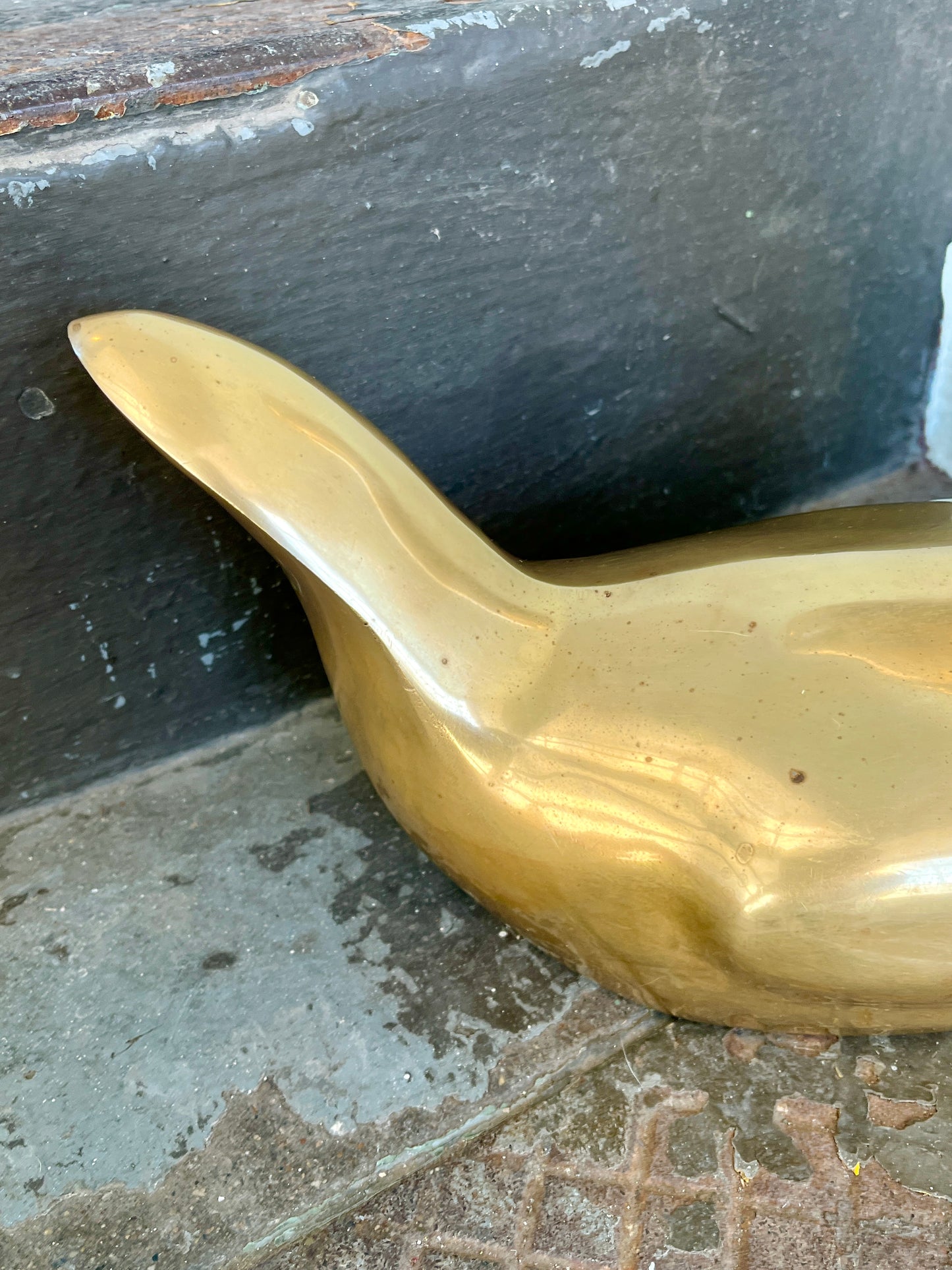 Pair Large Vintage Brass Swans