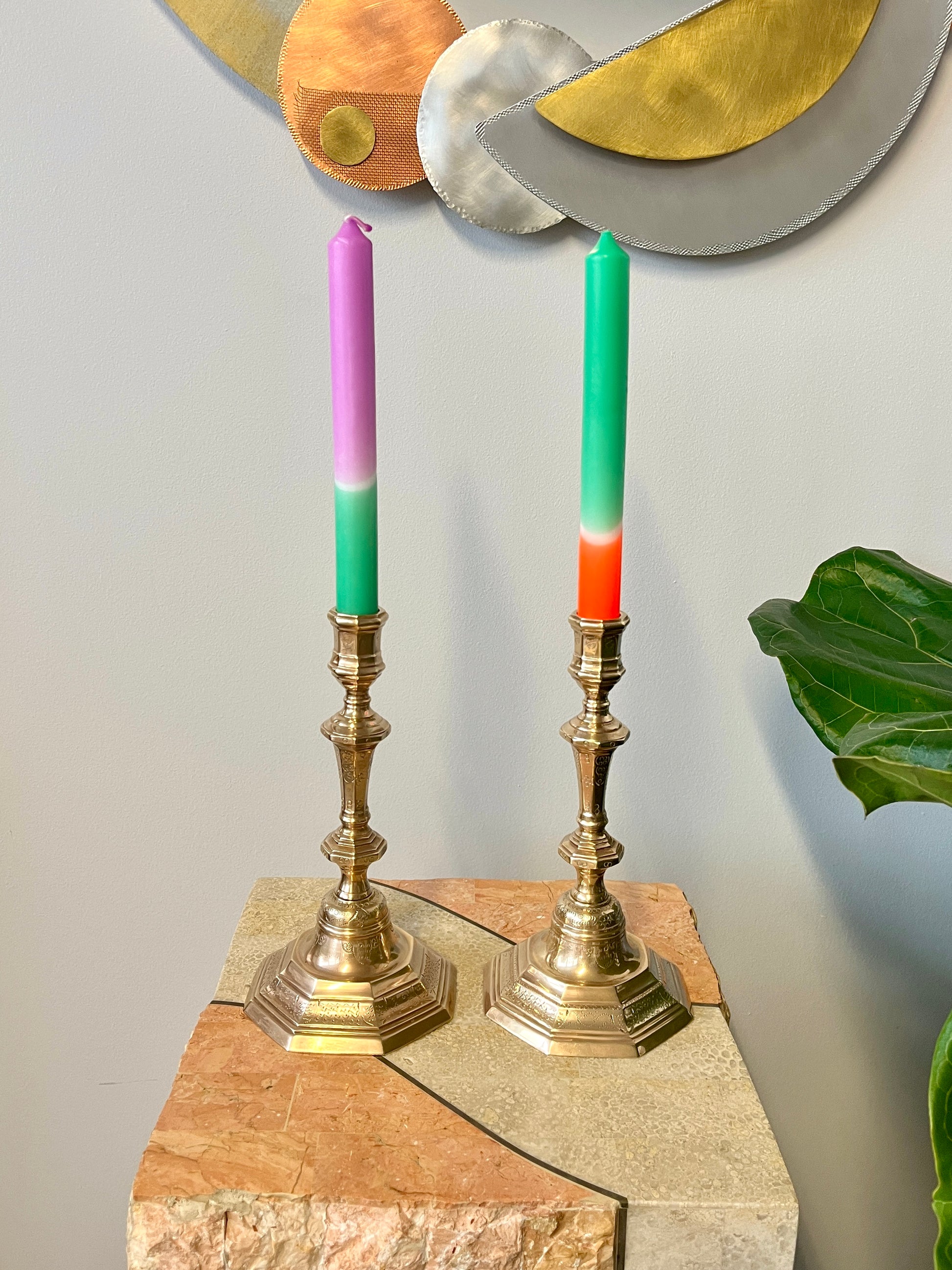 Vintage Brass Mottahedeh Candlesticks Stunning 