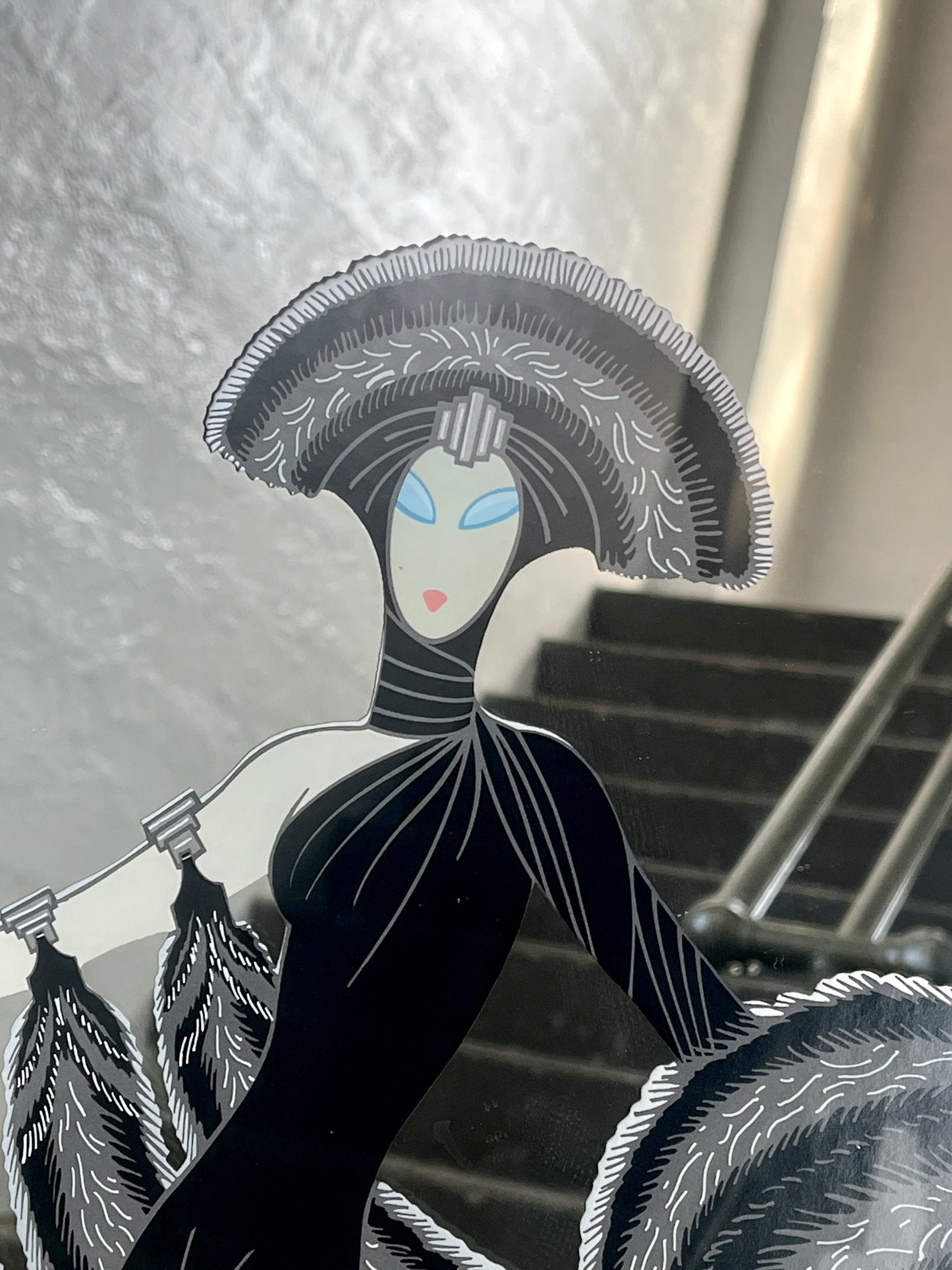 Vintage 1980s Erte “Symphony in Black” Mirror