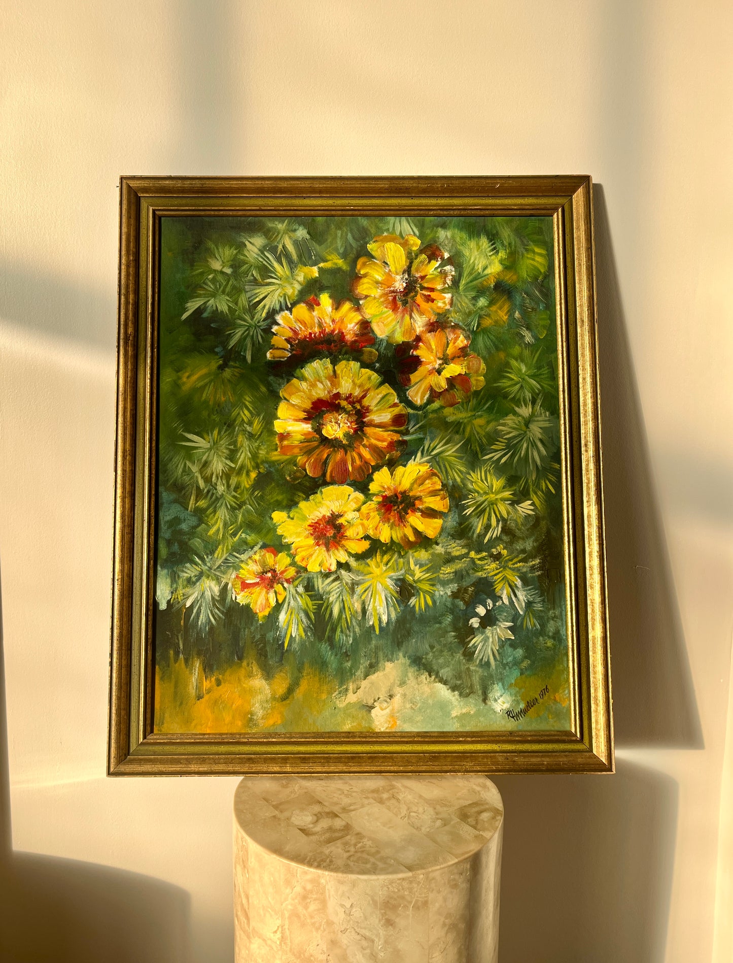 Vintage 1976 Floral Oil Painting