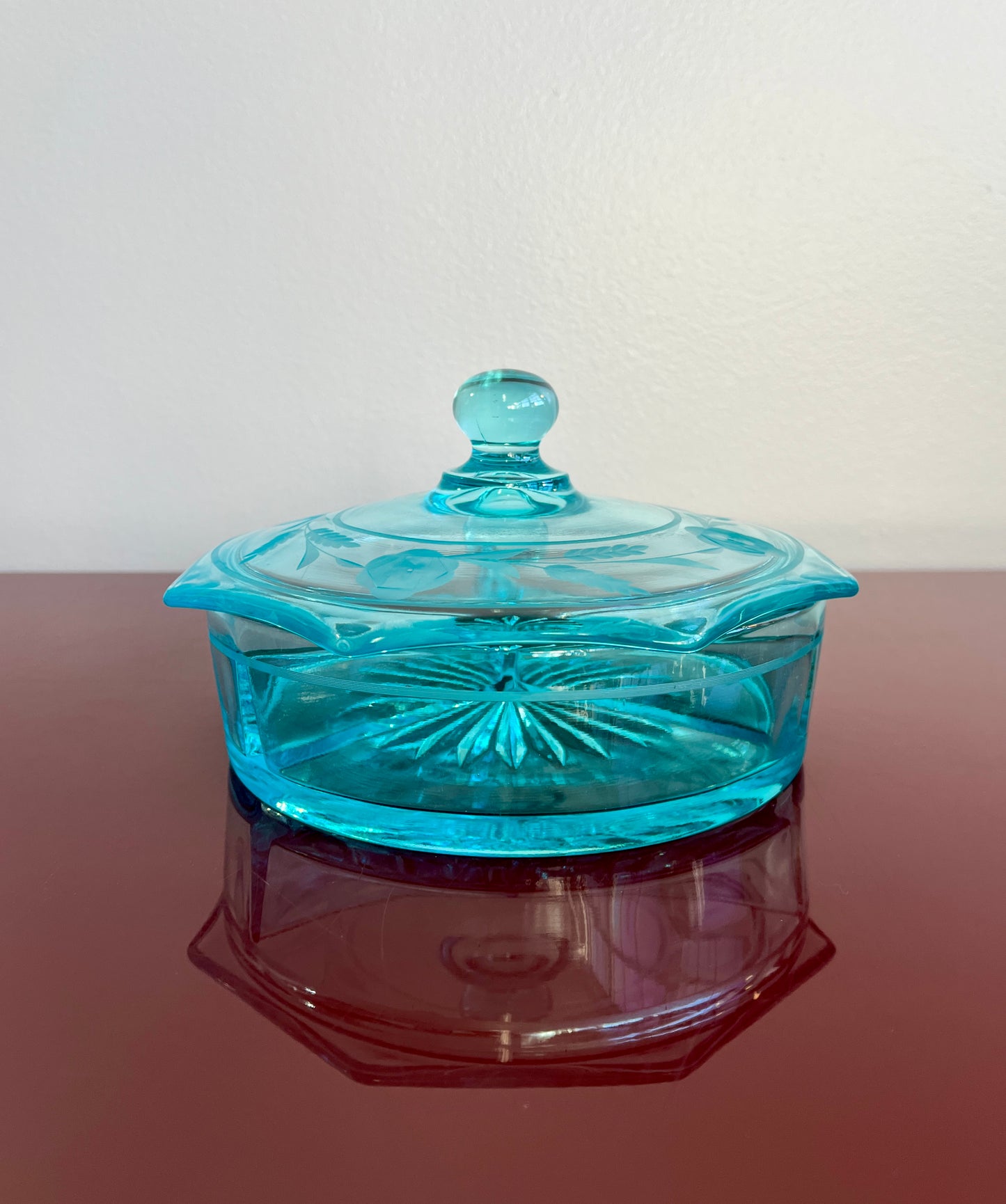 Vintage Ice Blue Segmented Candy Dish