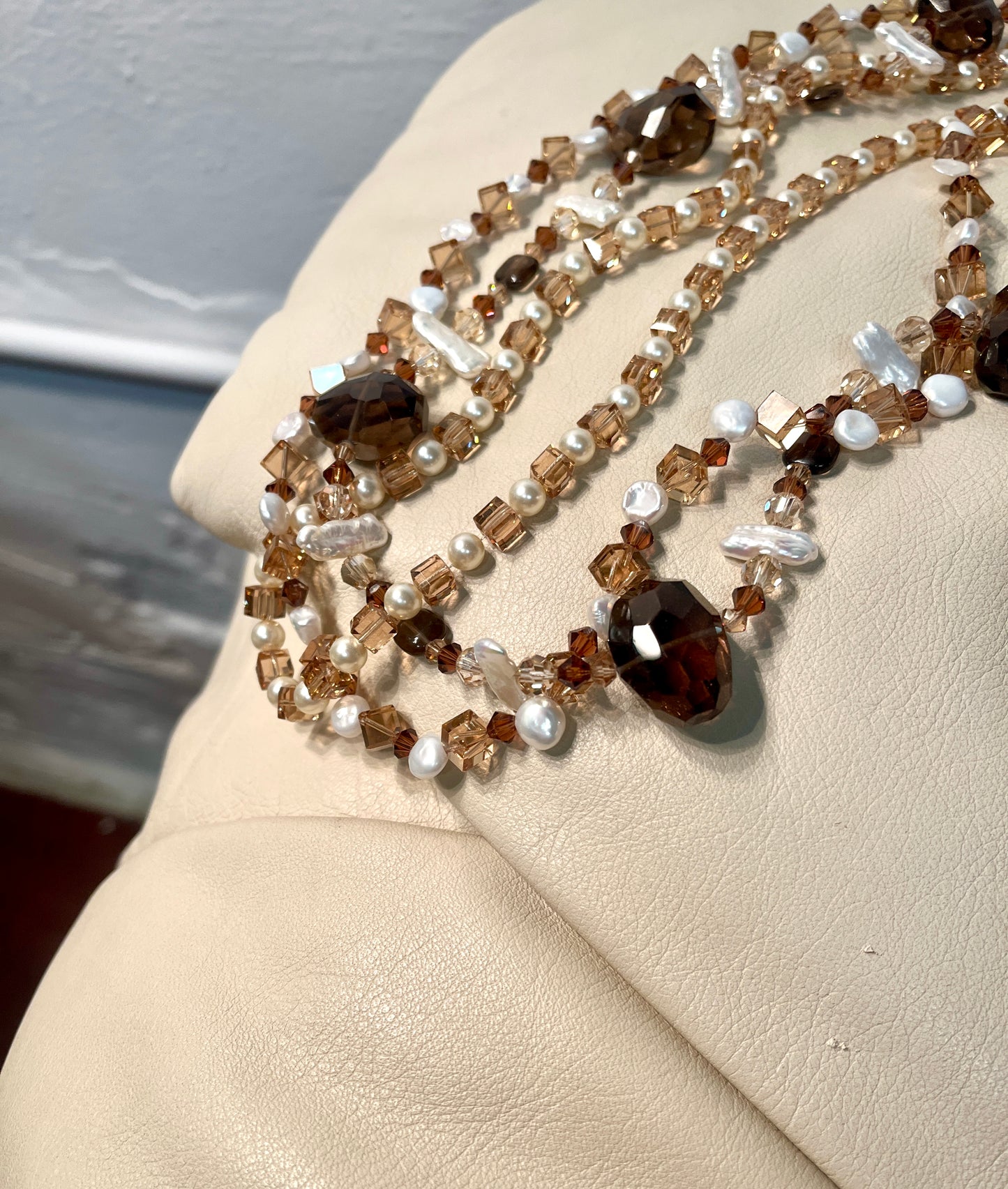 Smokey Quartz and Crystal Necklace