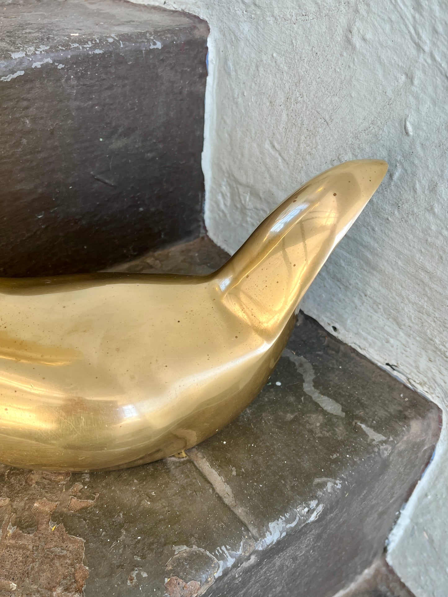 Pair Large Vintage Brass Swans