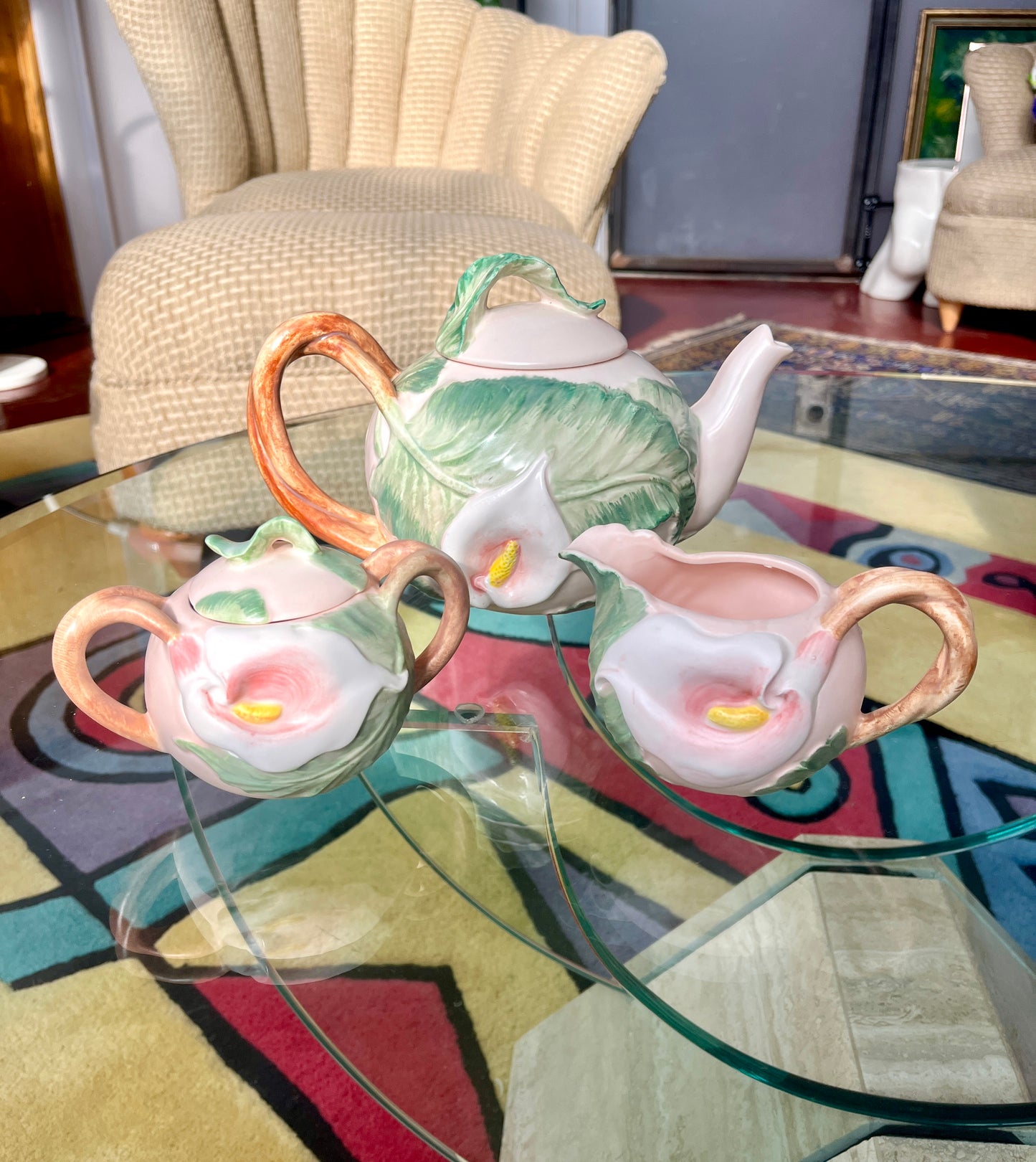 Vintage 1987 Fitz & Floyd Cala Lilly Tea Set - 3 pc