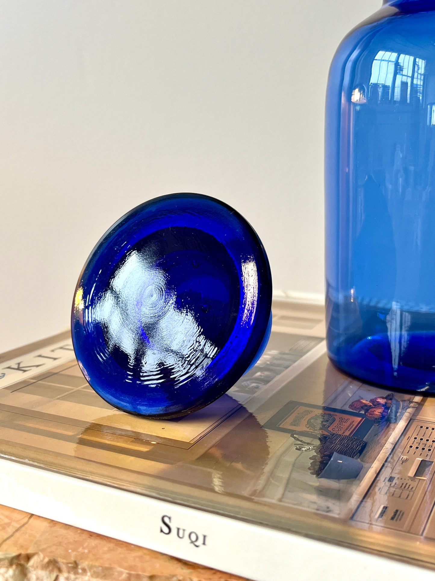 Vintage Cobalt Blue Lidded Apothecary Jar
