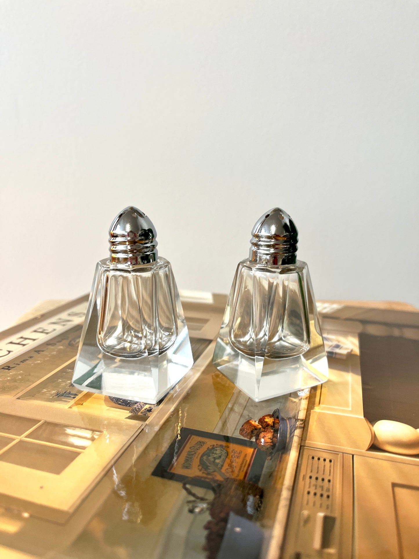 Vintage Faceted Crystal Salt & Pepper Shakers