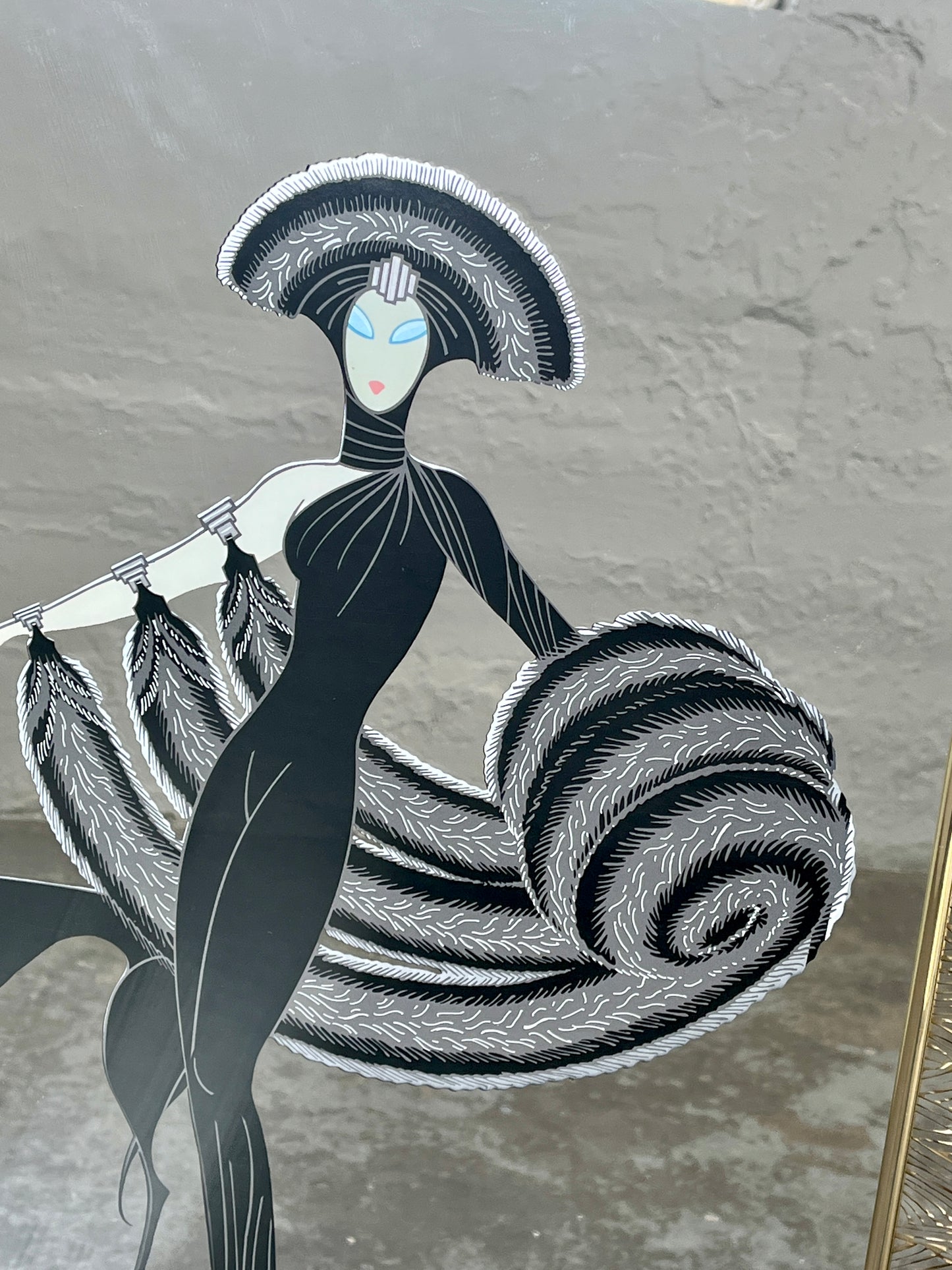 Vintage 1980s Erte “Symphony in Black” Mirror