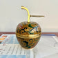 Vintage Brass Cloisonné Apple Trinket Box