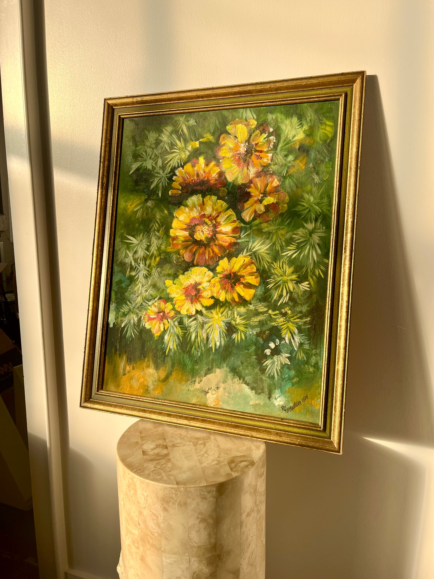 Vintage 1976 Floral Oil Painting